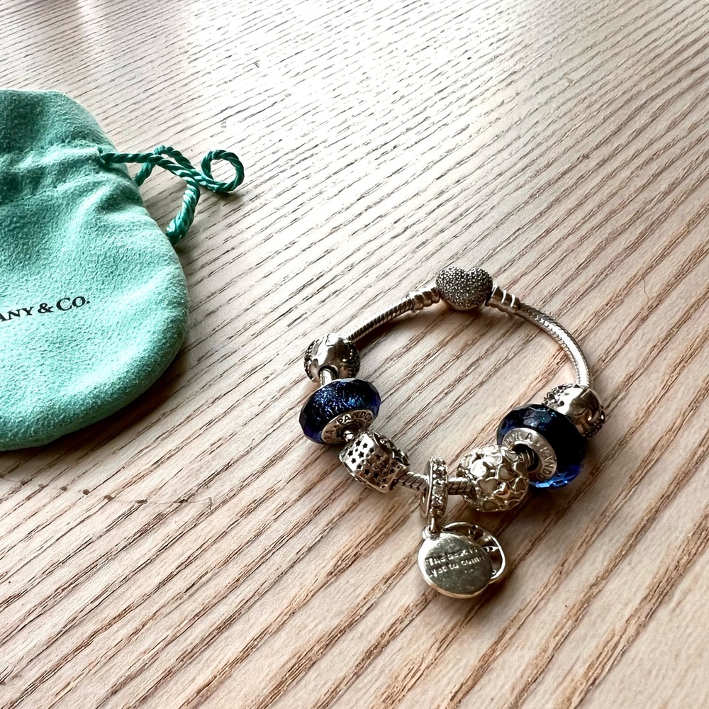 Pandora Charm Bracelet Set | Blue Galaxy / Stars Theme Sterling Silver Bracelet - Picture 3 of 3